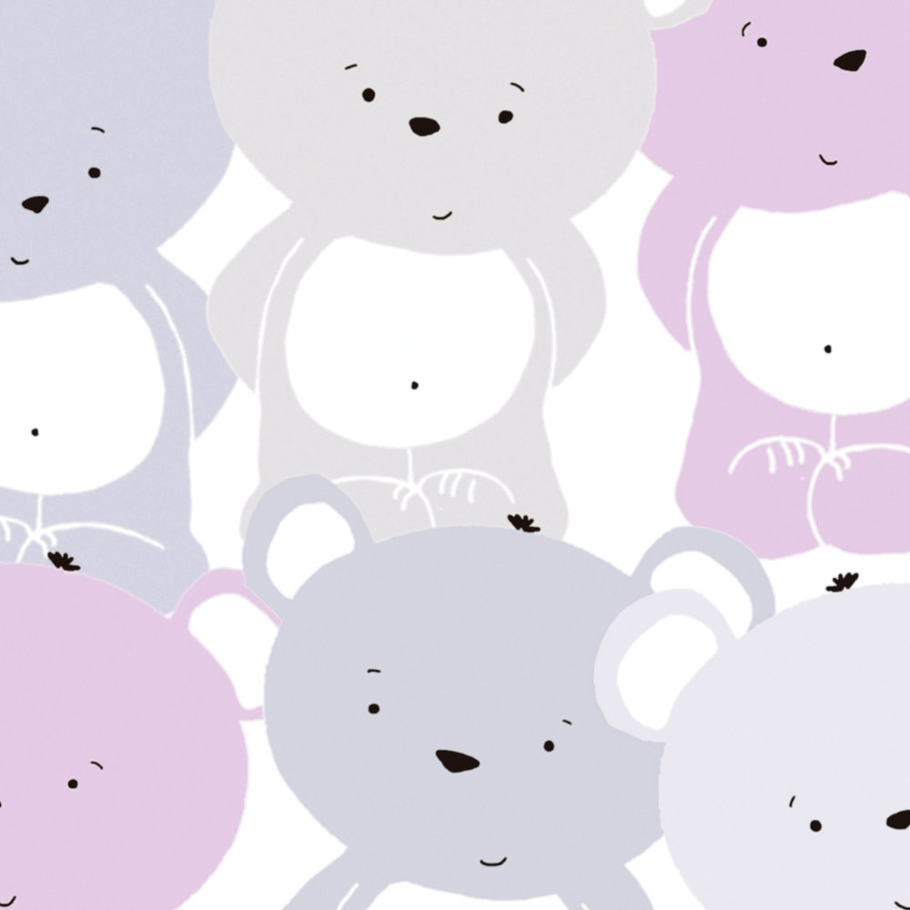             Papier peint chambre enfants filles motif ours - rose, gris , blanc
        