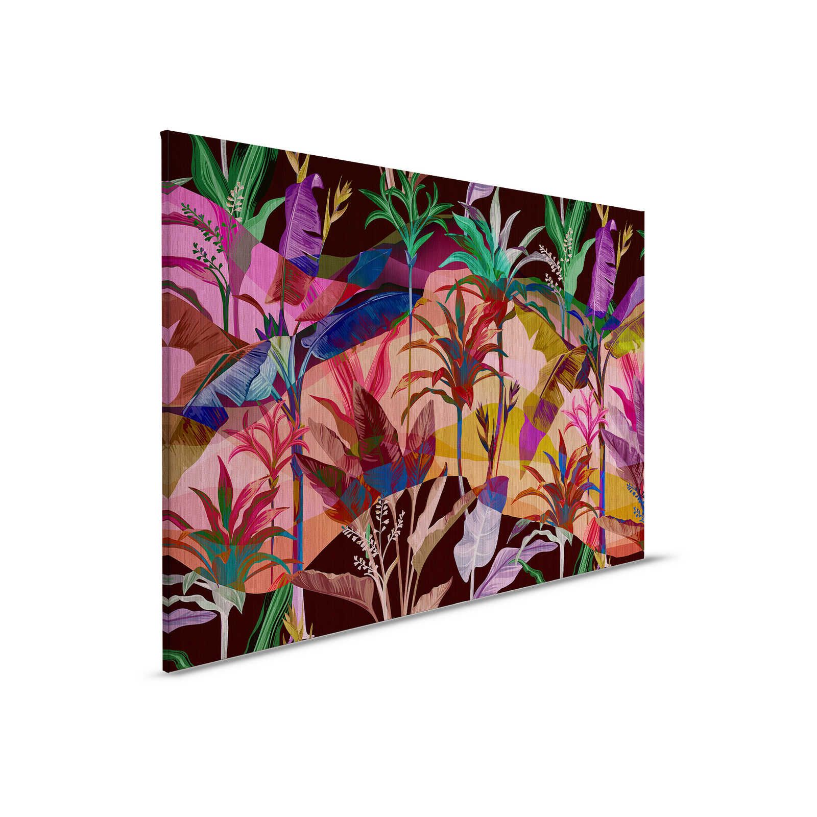 Palmyra 1 - Jungle canvas schilderij kleurrijke & abstracte bladeren - 0,90 m x 0,60 m

