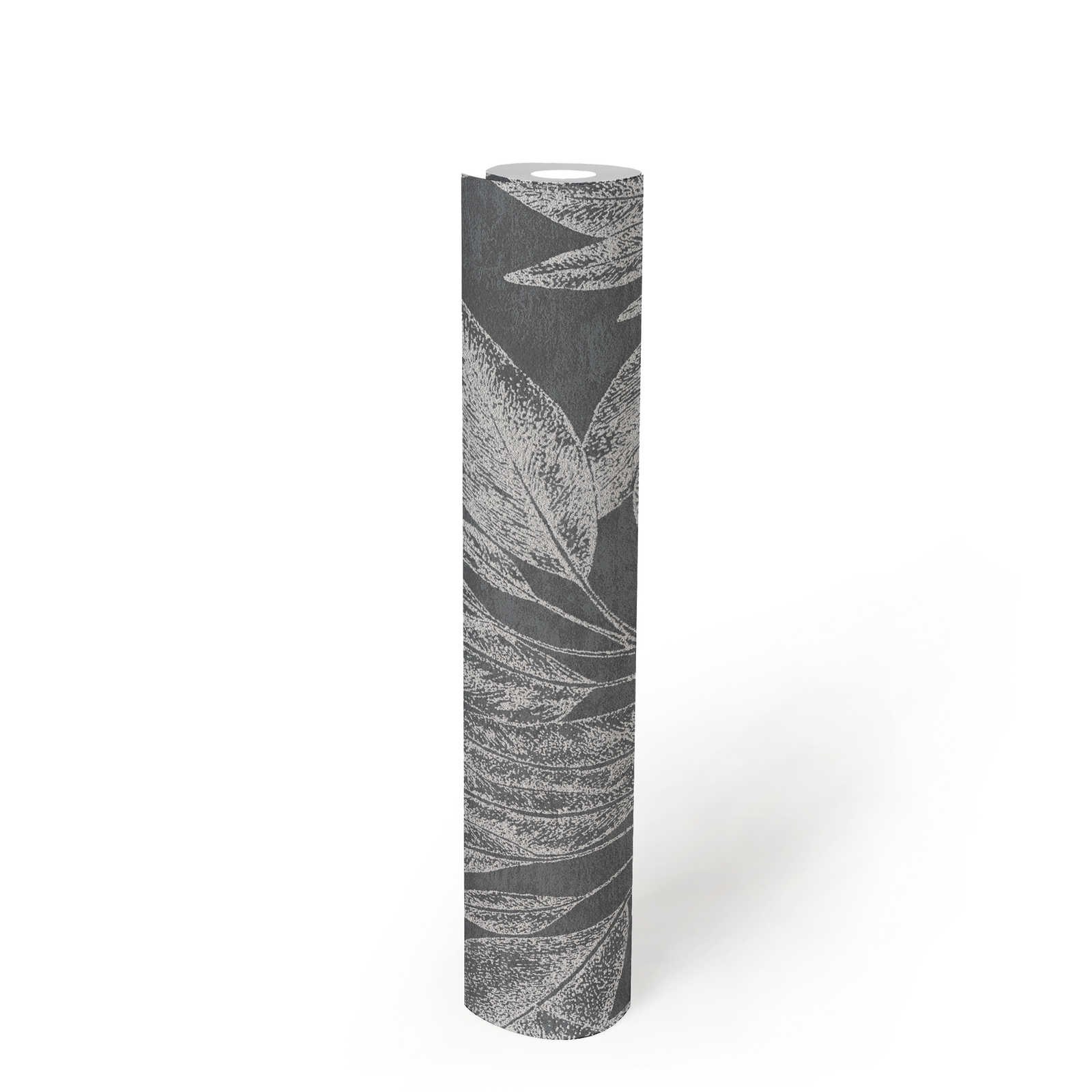             Feuilles Papier peint Lignes Art - noir, métallique
        