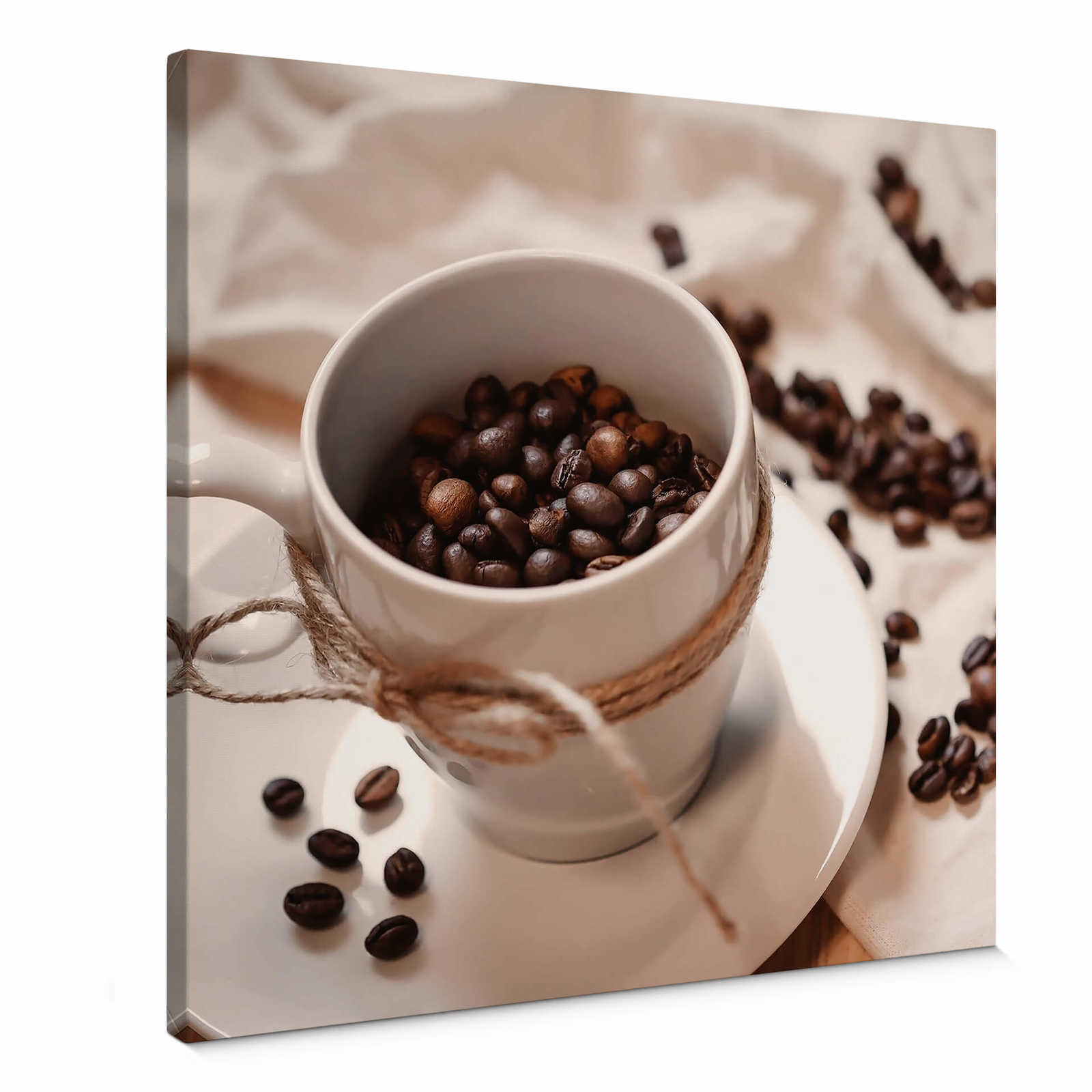         Square canvas print coffee cup, café style
    