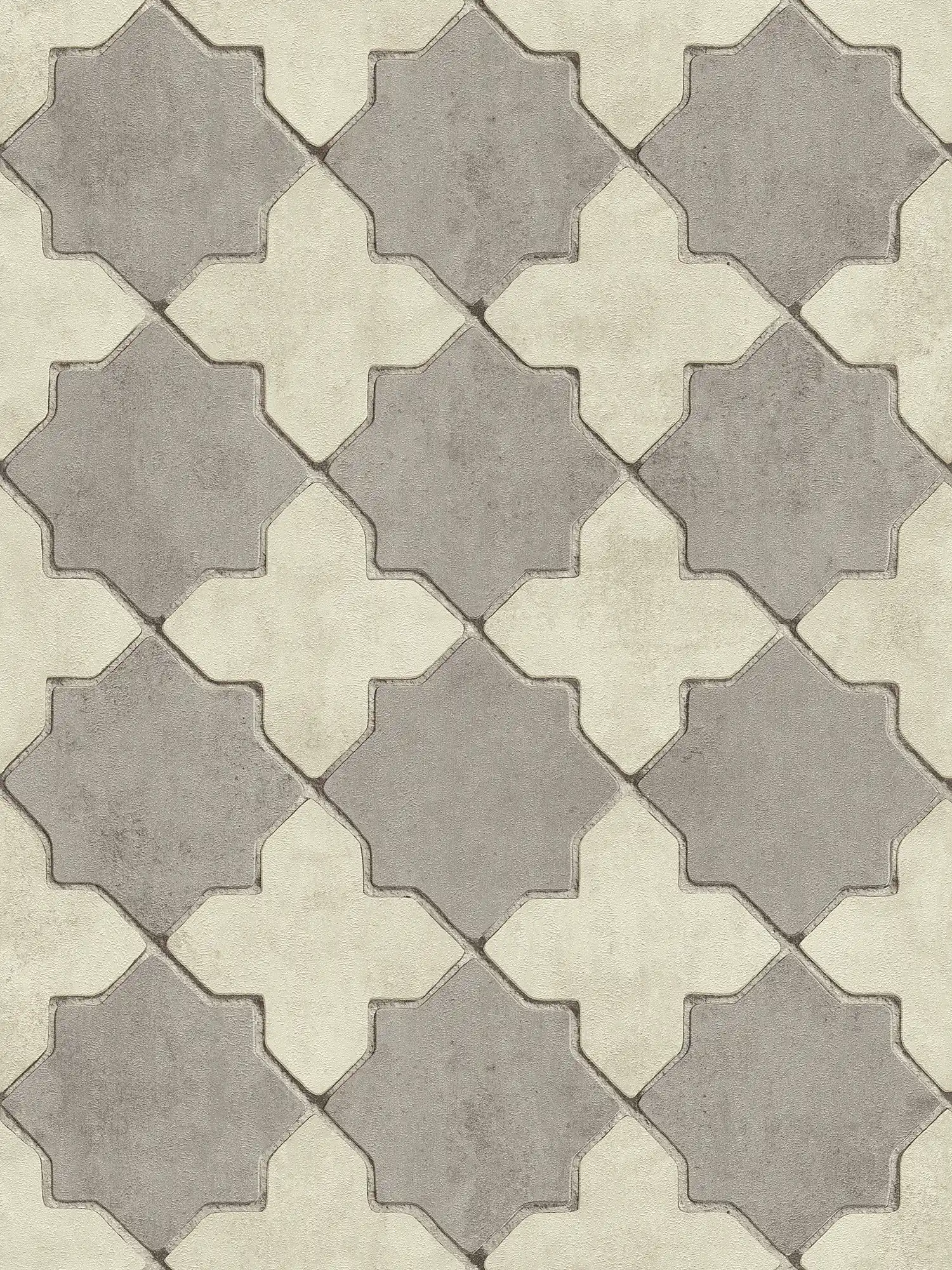 Tile wallpaper mosaic look - grey, cream
