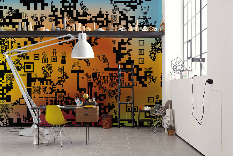             Mural de pared con diseño gráfico - Juego de códigos
        