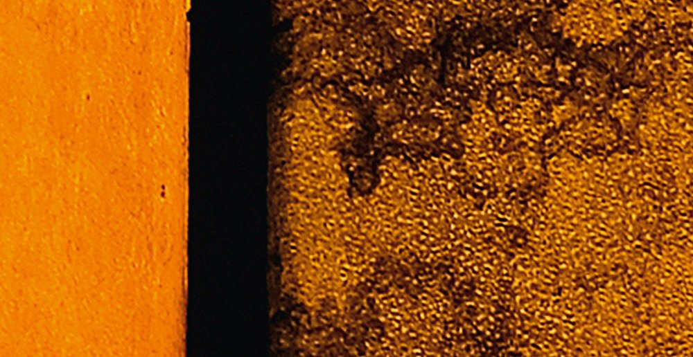             Bronx 2 - Papier peint, loft avec vitraux - orange, noir | Intissé lisse mat
        