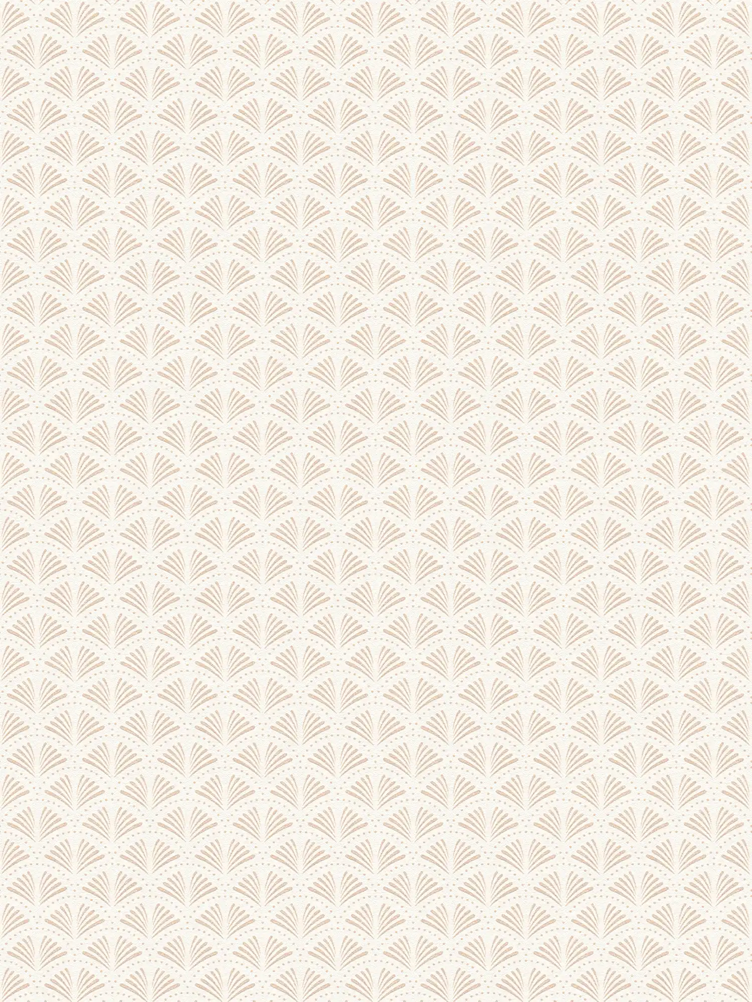Pattern wallpaper gold & white with fan pattern & dots
