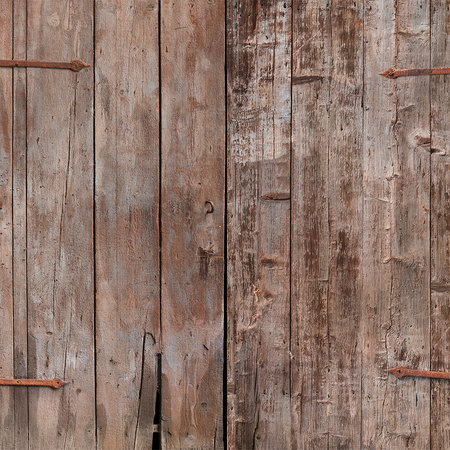 Wood mural barn door board optics in used look
