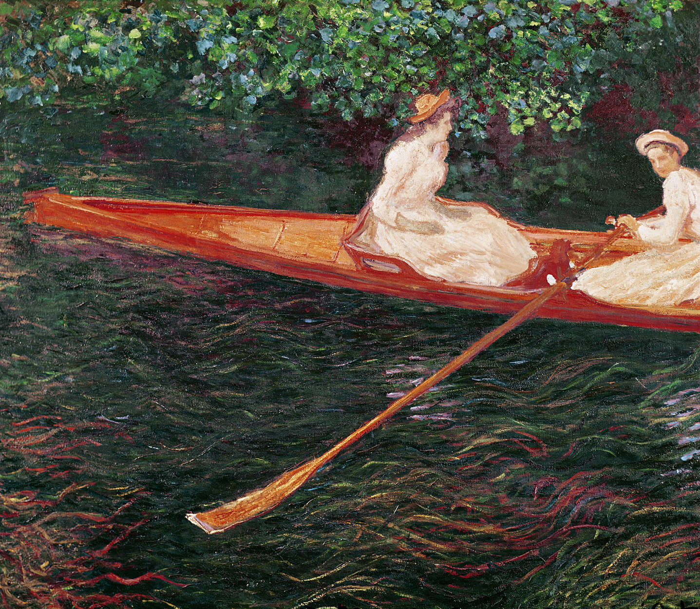             Muurschildering "Varen op de rivier de Epte" door Claude Monet
        