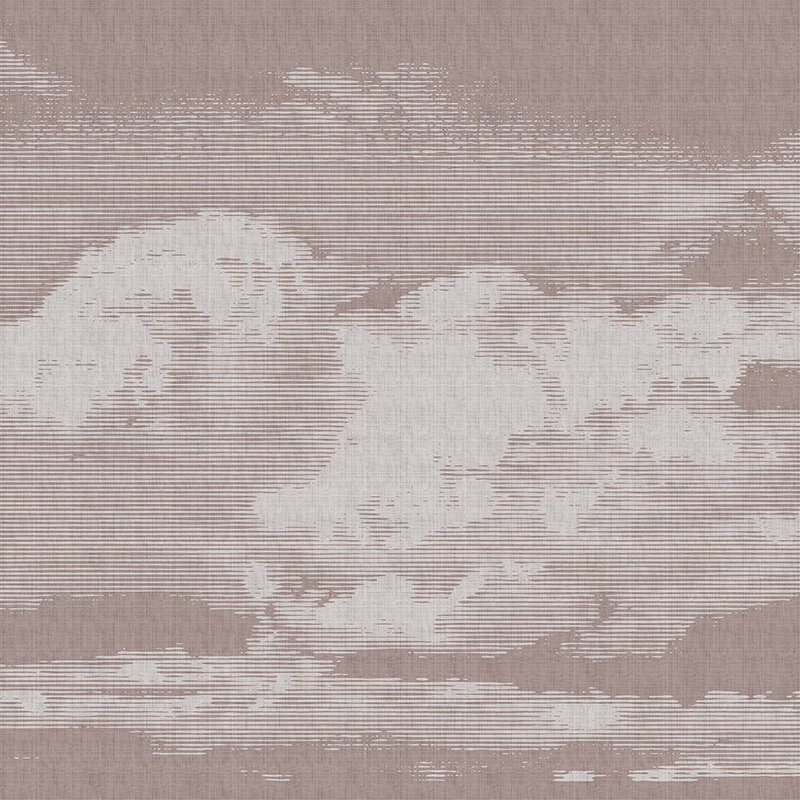 Clouds 3 - Papier peint céleste avec motif de nuages - structure lin naturel - gris, rose | Intissé lisse mat
