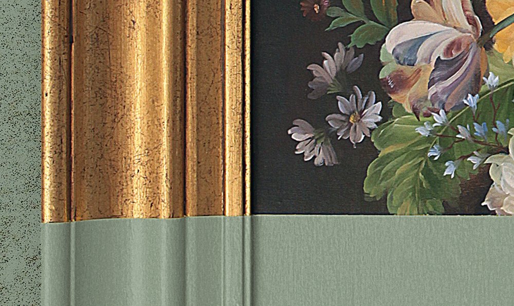             Cornice 3 - Carta da parati dipinta su un'opera d'arte, verde - Texture lavabile - Verde, rame | Premium Smooth Fleece
        