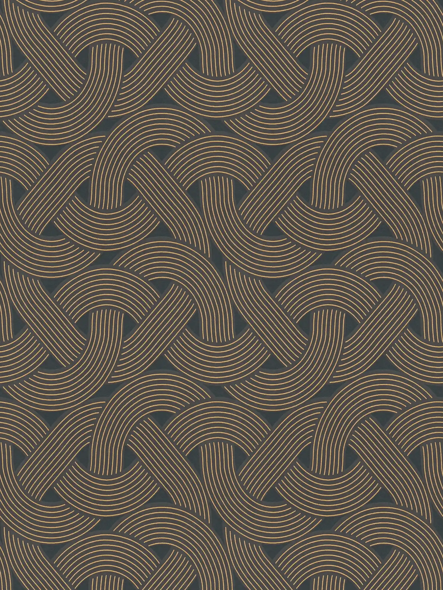         Non-woven wallpaper with line pattern in art deco style - black, gold
    