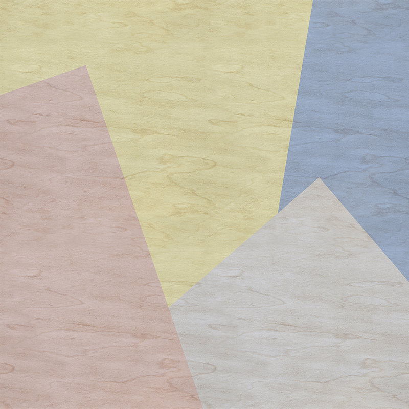 Inaly 3 - Papier peint abstrait coloré - texture contreplaquée - beige, bleu | Intissé lisse mat
