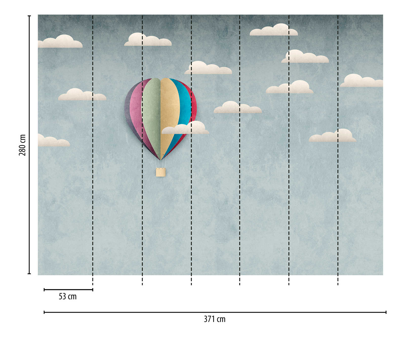             papel pintado novedad | papel pintado globo aerostático y cielo nublado para niños
        