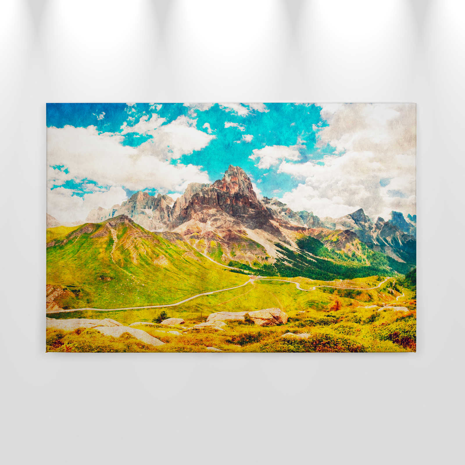             Dolomiti 1 - Cuadro en lienzo Fotografía Retro Dolomitas - Papel secante - 0,90 m x 0,60 m
        