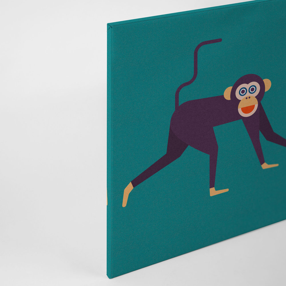             Monkey Business 1 - Canvas painting in cardboard structure, monkey gang in comic style - 0.90 m x 0.60 m
        