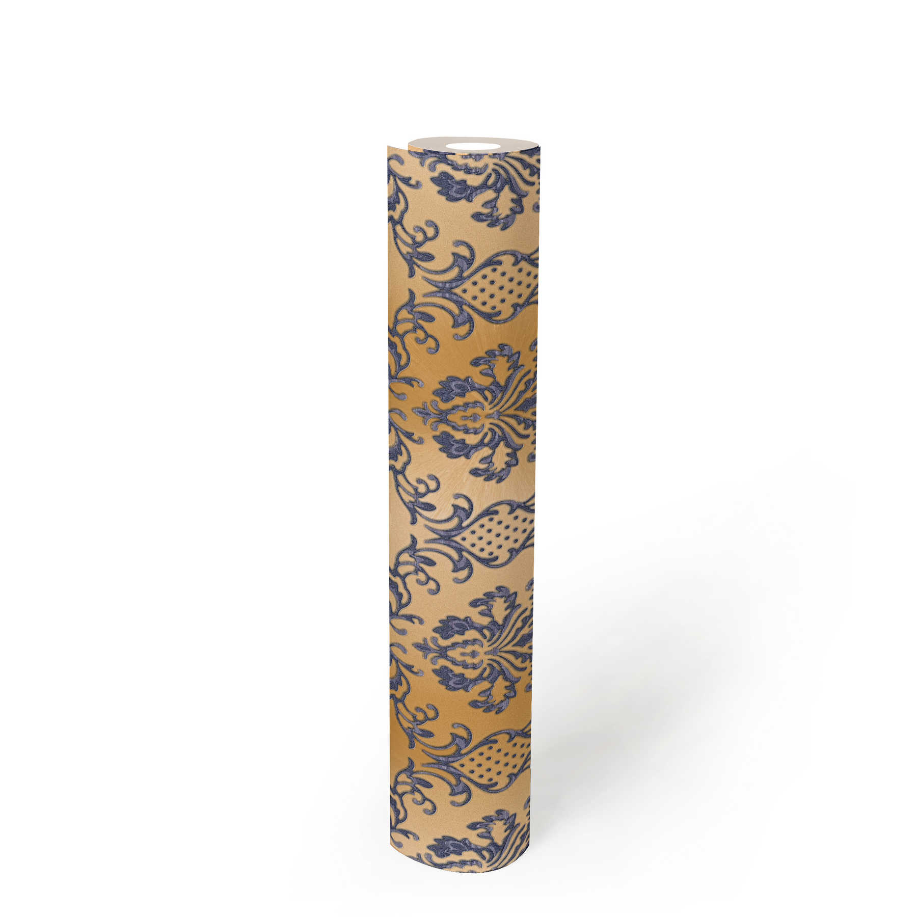             Ornament wallpaper with metallic effect - blue, brown
        