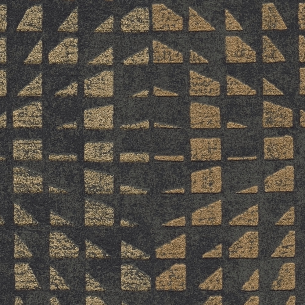             Ethno behang met structuurpatroon & mozaïekeffect - zwart
        