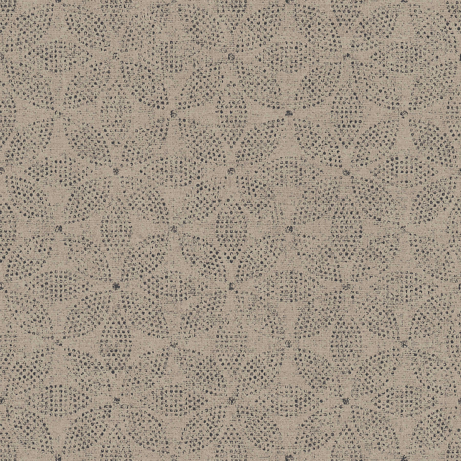 wallpaper African Style graphic dot painting - black, beige, grey
