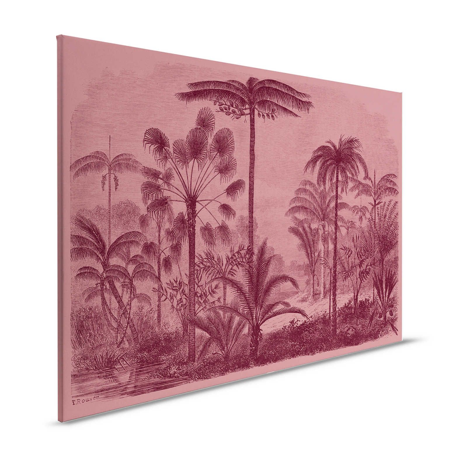 Jurassic 2 - Toile motif jungle gravure sur cuivre - 1,20 m x 0,80 m
