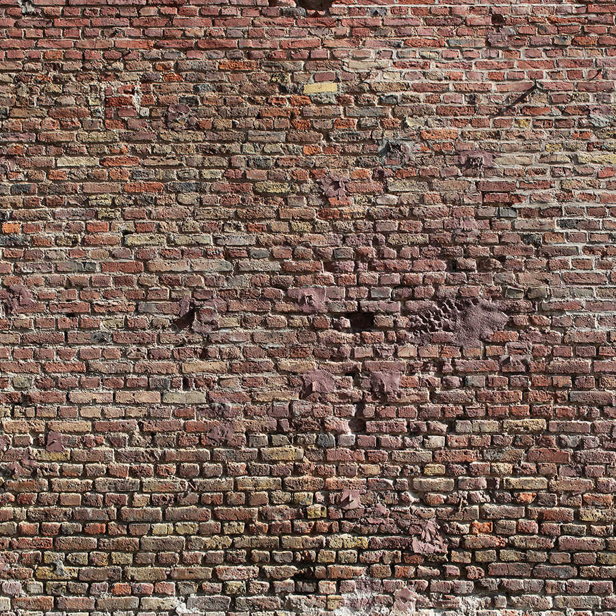 Papier peint panoramique mur de briques rustique, briques rouges

