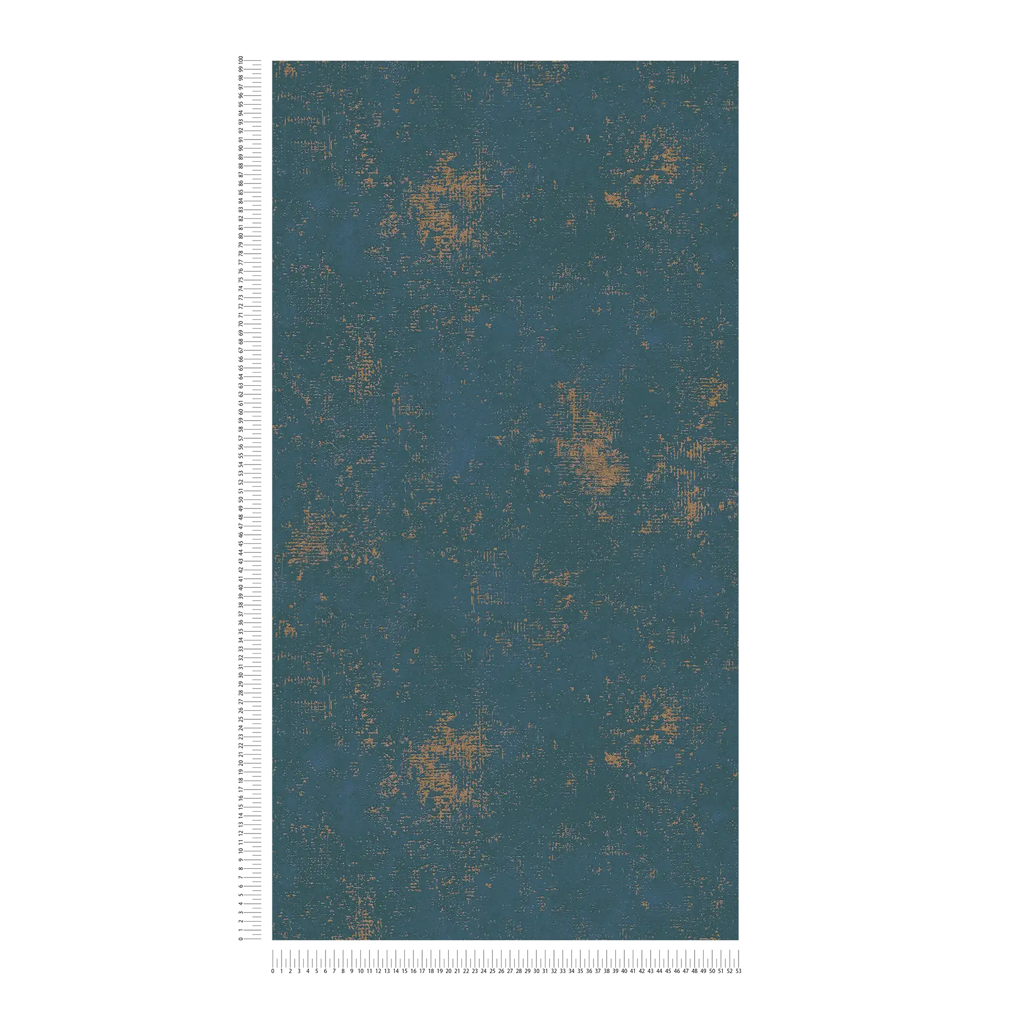             Blue wallpaper with gold metallic accent and texture details
        