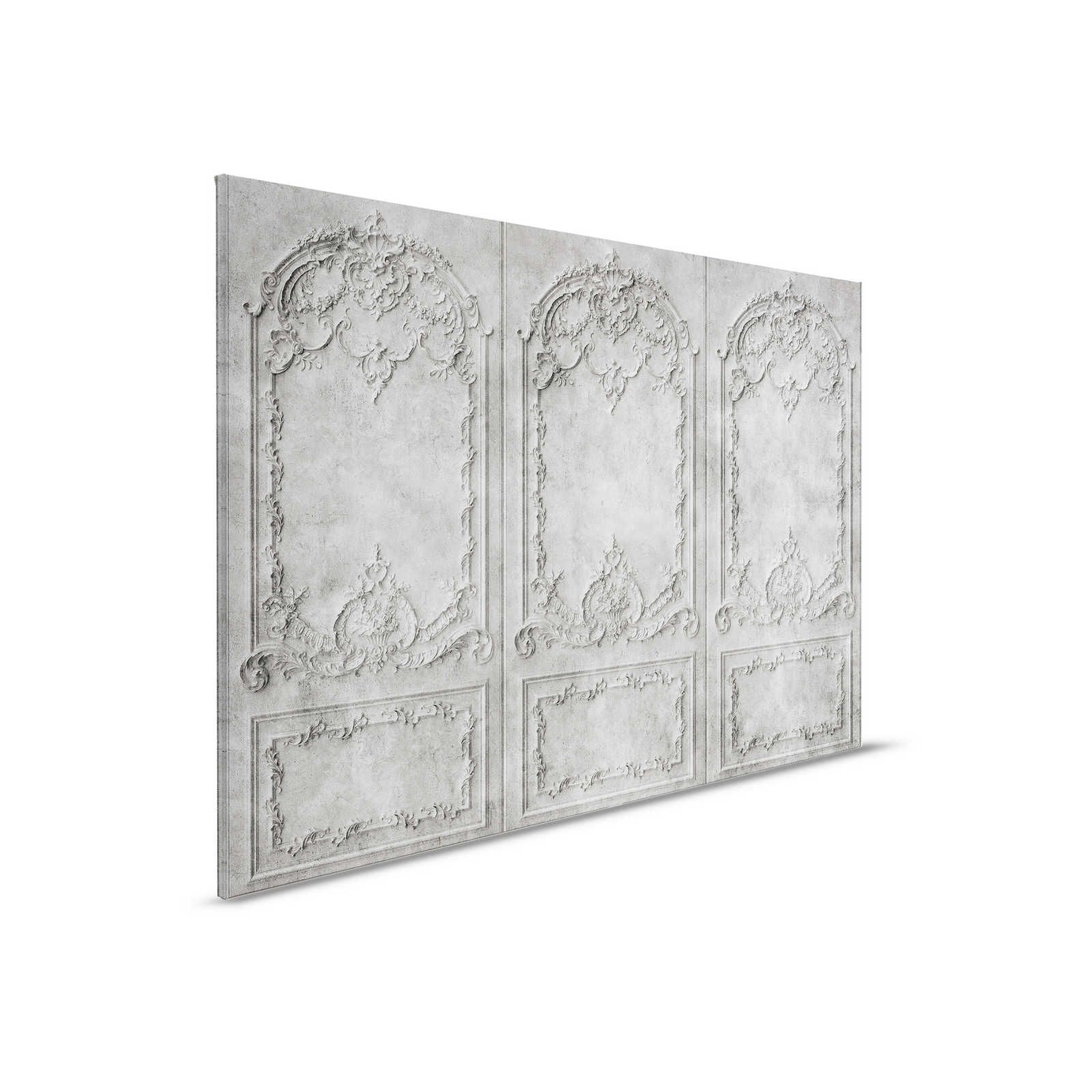 Versailles 2 - Panneau de toile en bois gris style baroque - 0,90 m x 0,60 m
