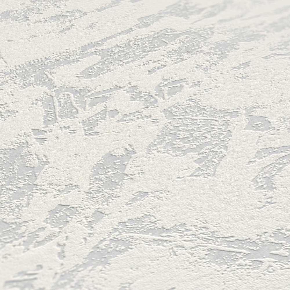             Papier peint intissé aspect plâtre avec structure essuyée - blanc
        