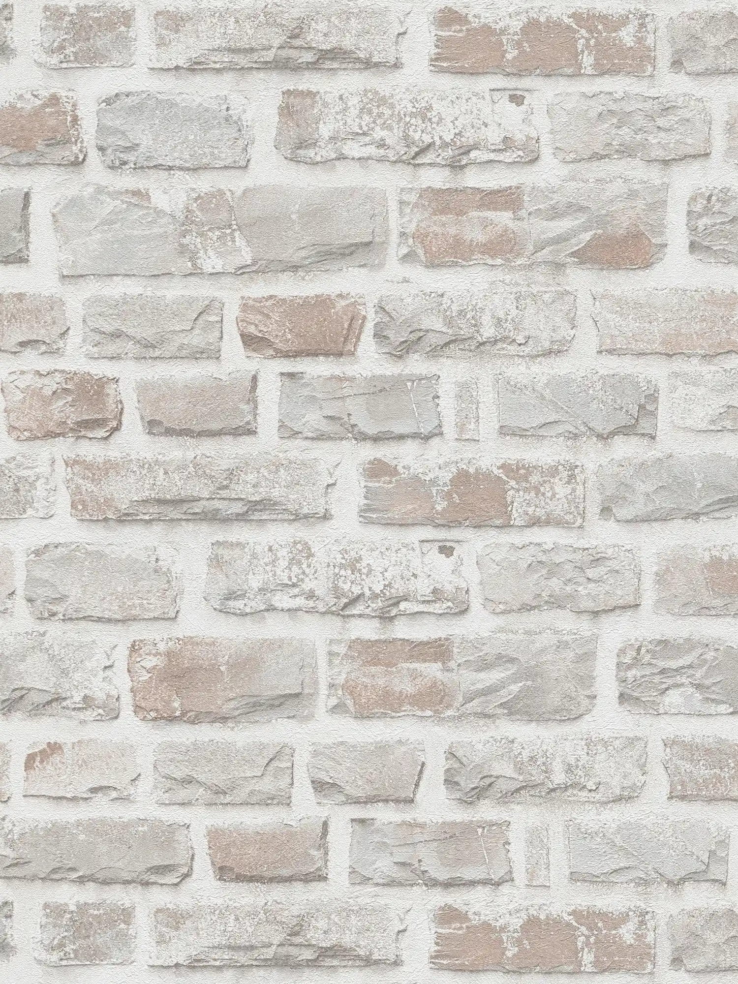 Vliesbehang met natuurstenen muur PVC-vrij - grijs, wit
