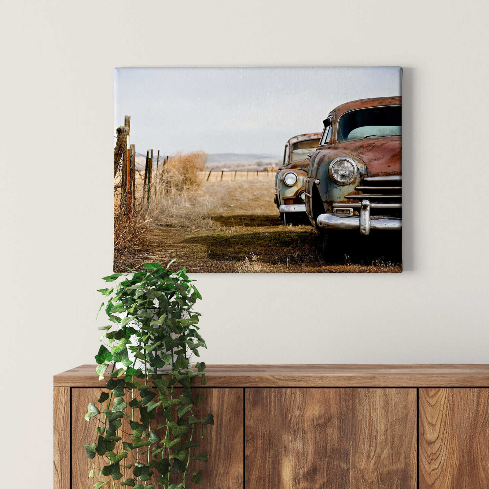             Canvas print vintage America with rusty oldtimer
        