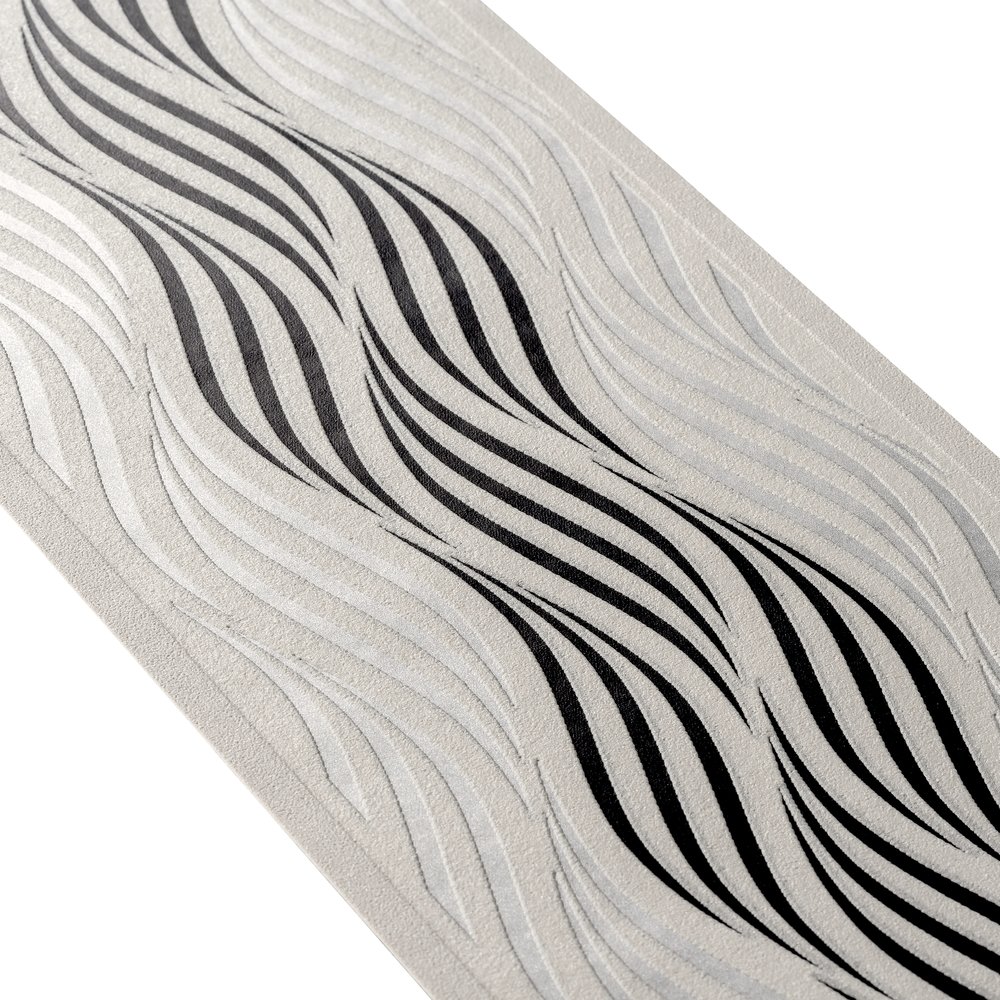             Border with glitter effect & wave pattern - White, Black
        