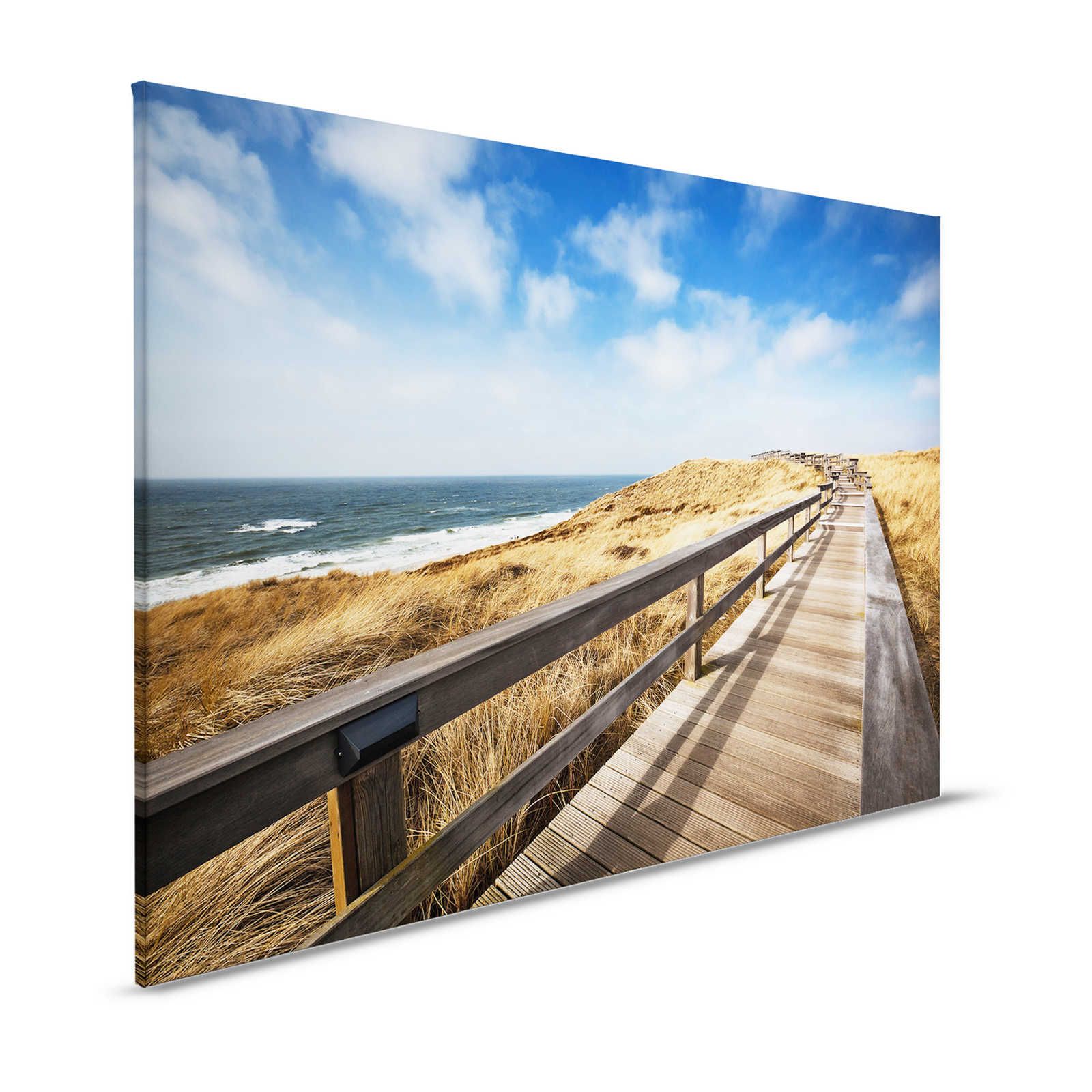 Canvas schilderij duinen met loopbrug aan zee - 1.20 m x 0.80 m
