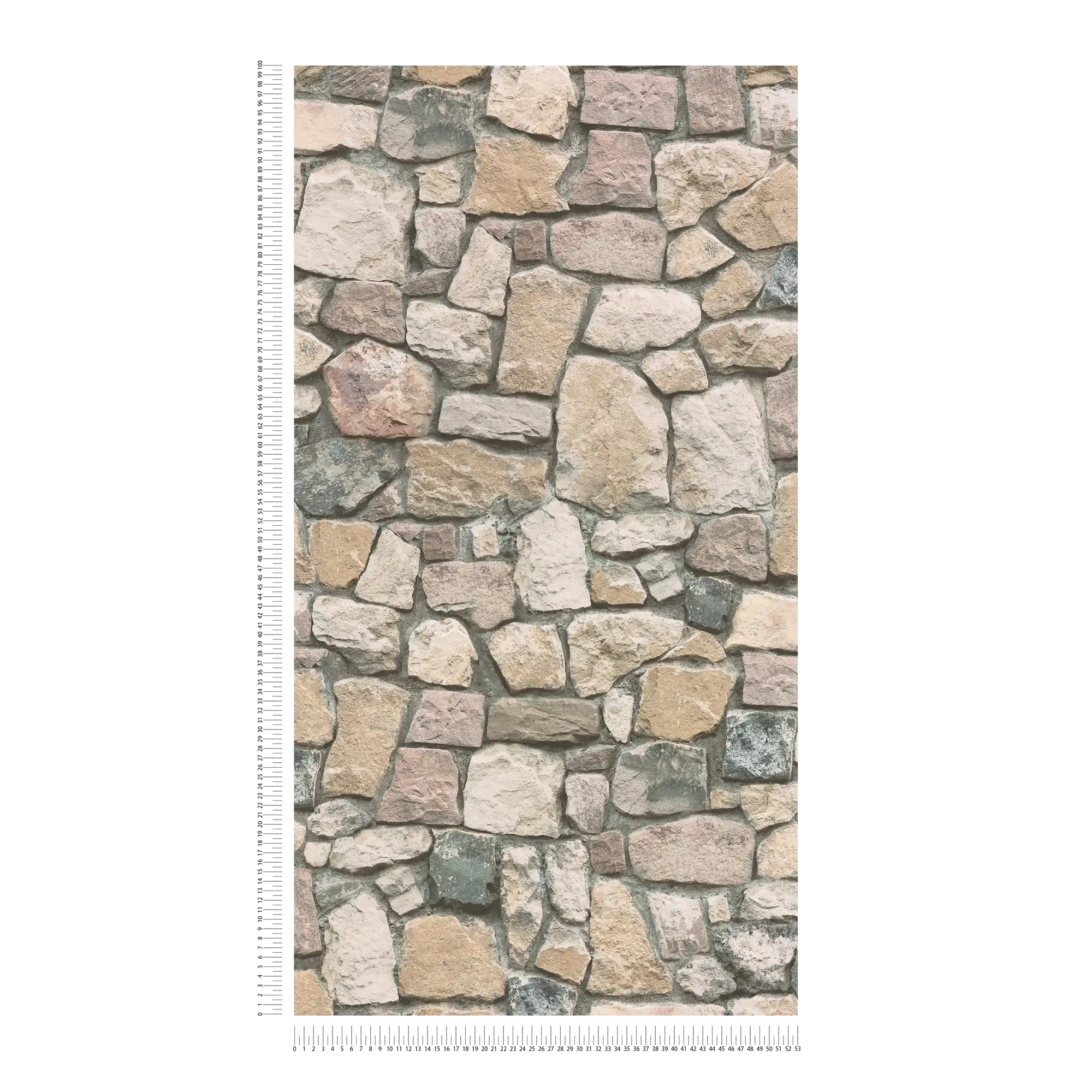             3D wallpaper with stone look & masonry - grey, cream
        