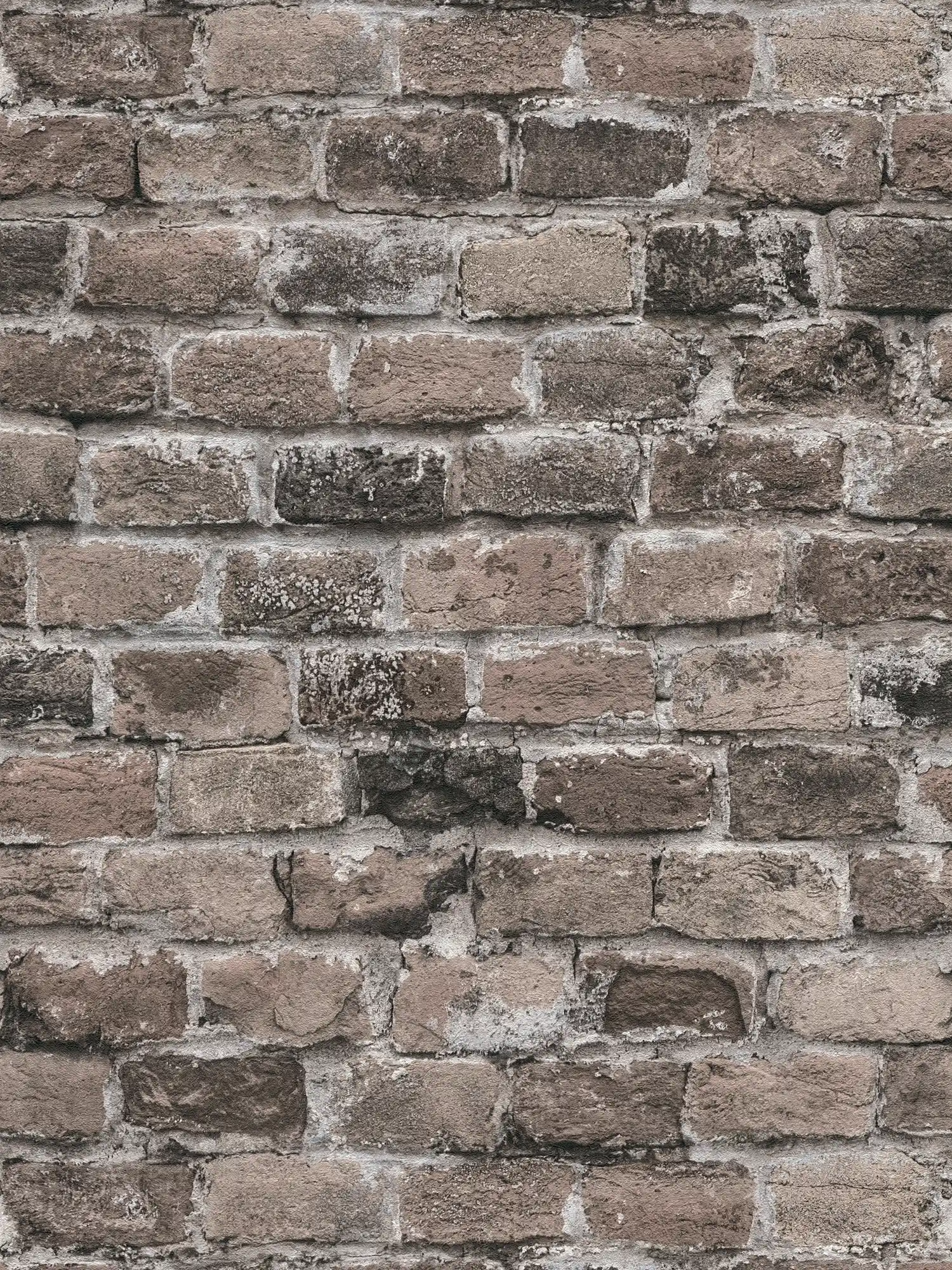 Brick wall non-woven wallpaper - grey, brown, beige
