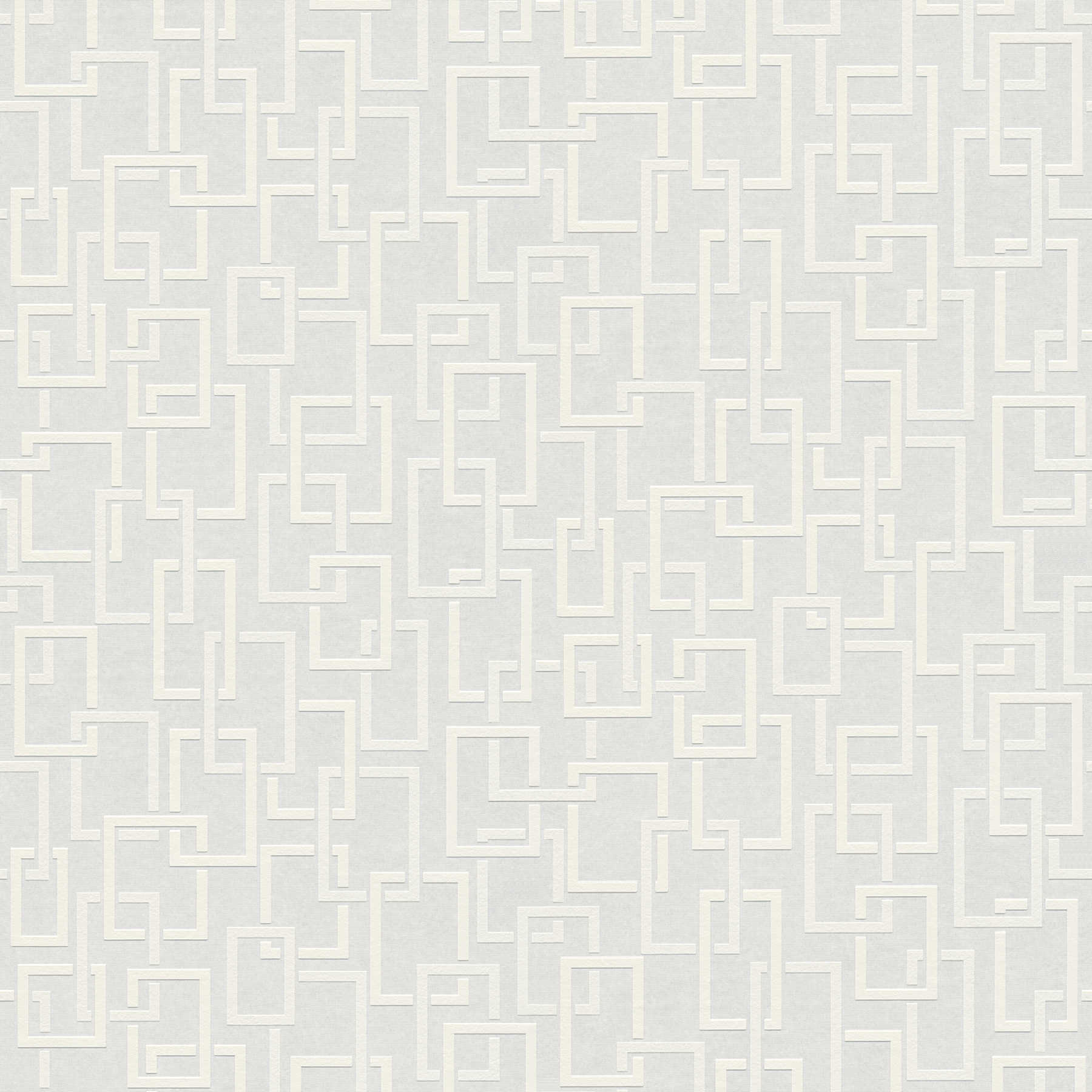 Paintable wallpaper with 3D retro rectangle pattern - white
