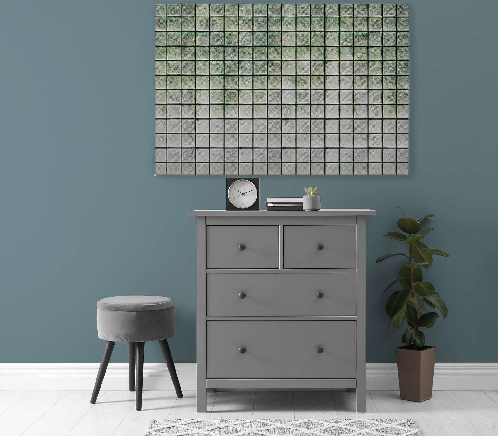             Green House 2 - Quadro su tela della serra Foglie e mattoni di vetro - 1,20 m x 0,80 m
        