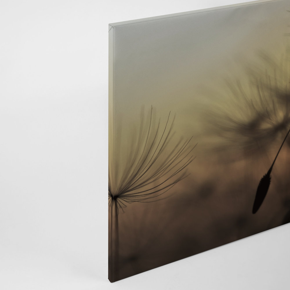             Canvas met vliegende paardenbloem in zonsondergang - 0.90 m x 0.60 m
        