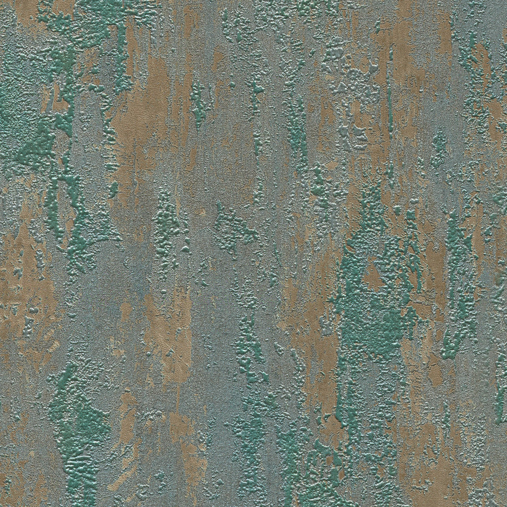             Wallpaper copper rust optics in used look - brown, green, metallic
        