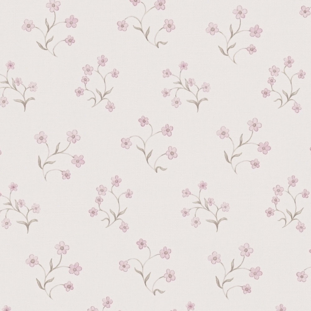             Papel pintado no tejido con motivos florales de casa de campo con flores - crema, rosa, beige
        