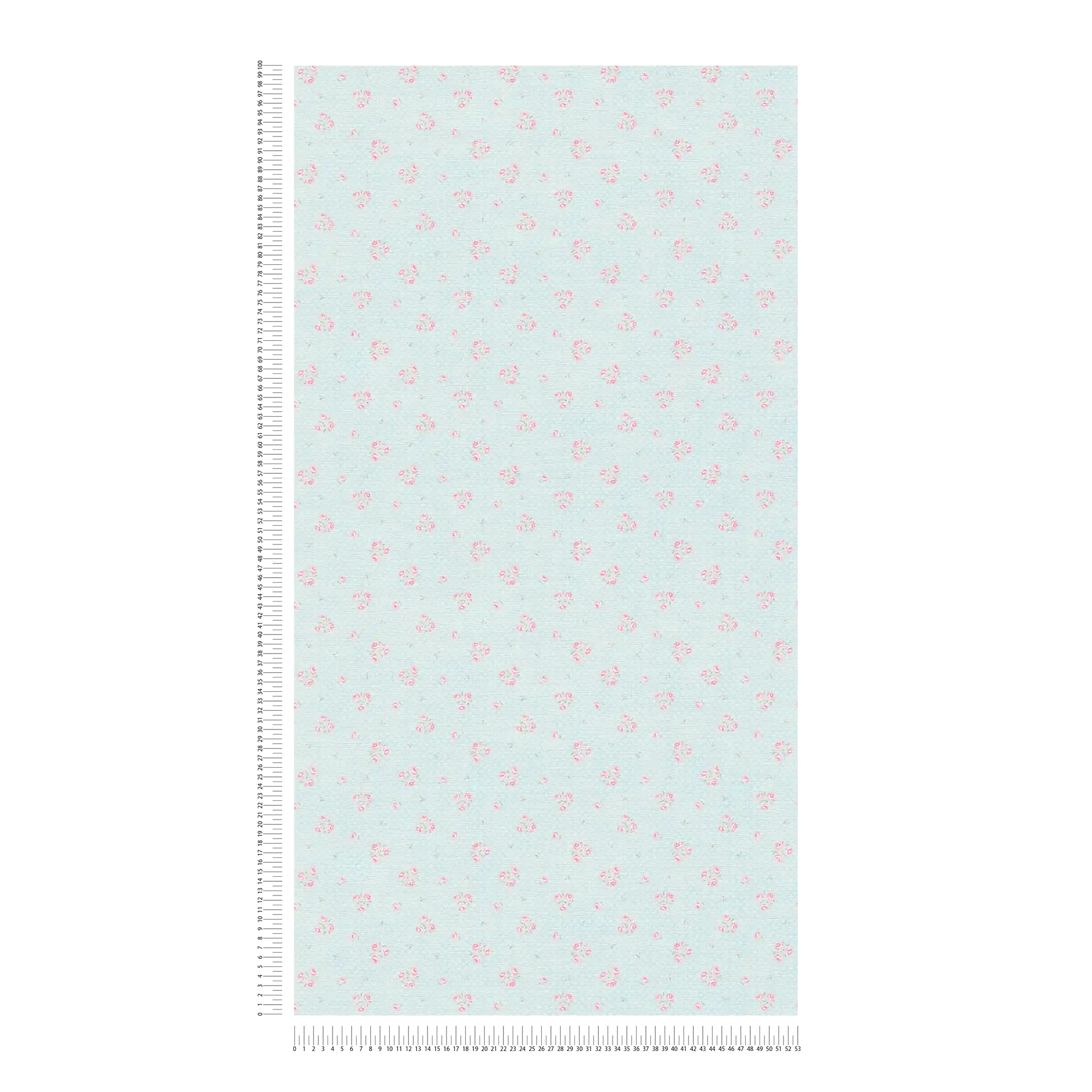             Shabby Chic style floral wallpaper - blue, pink, white
        