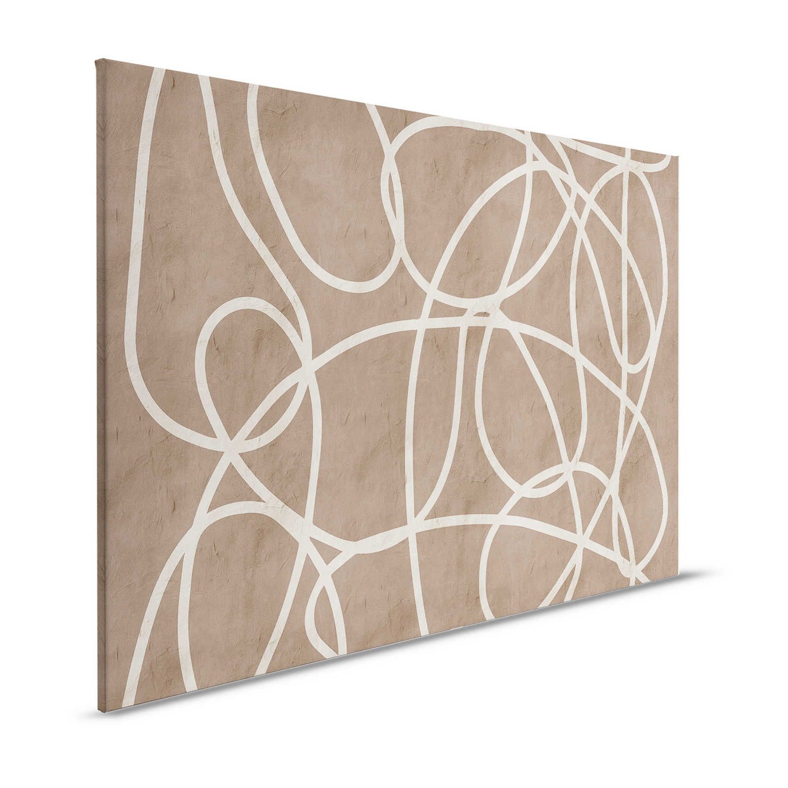 Serengeti 3 - Canvas painting Brown-Beige Clay Wall with Lines Design - 1,20 m x 0,80 m
