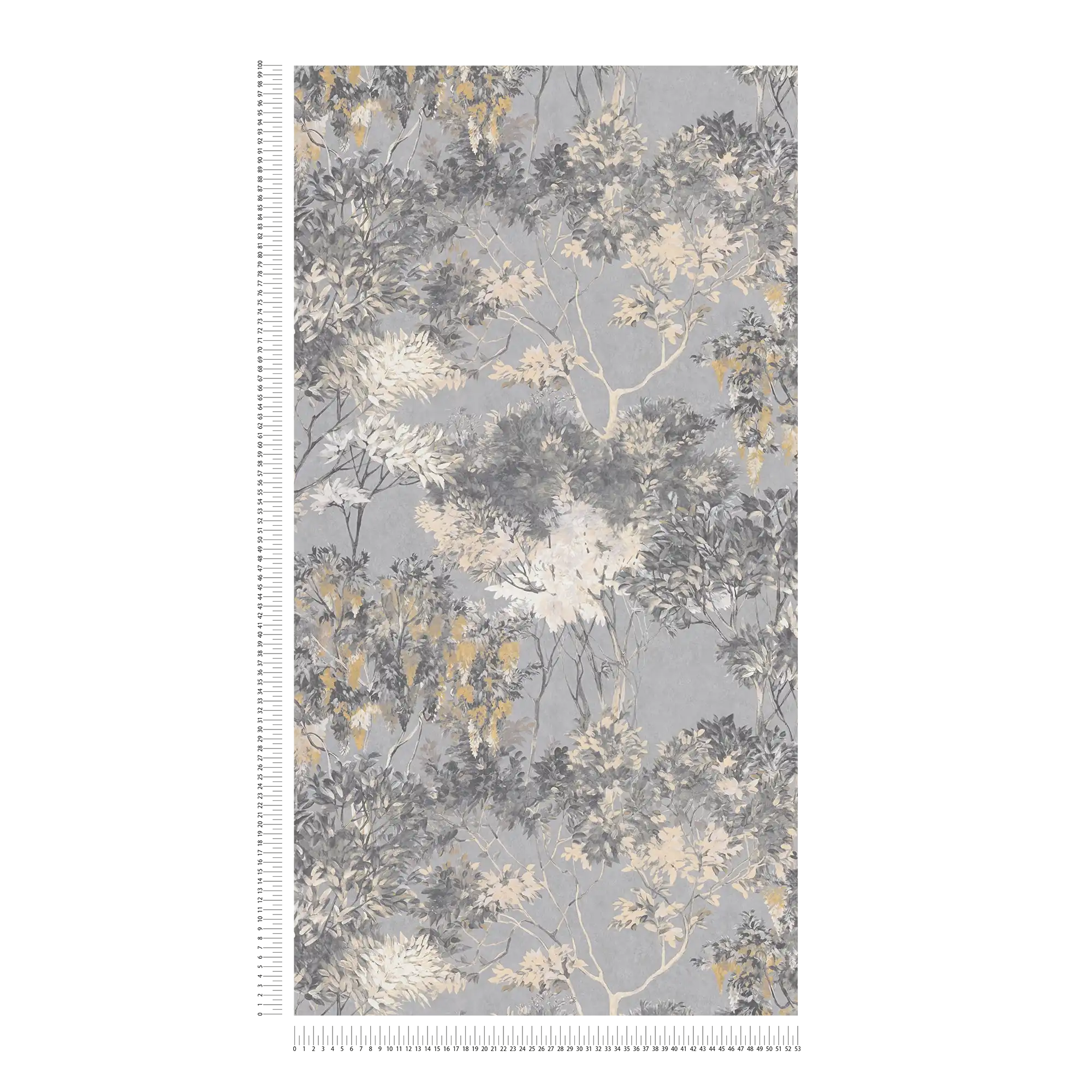             Jungle wallpaper with trees - grey, white, beige
        