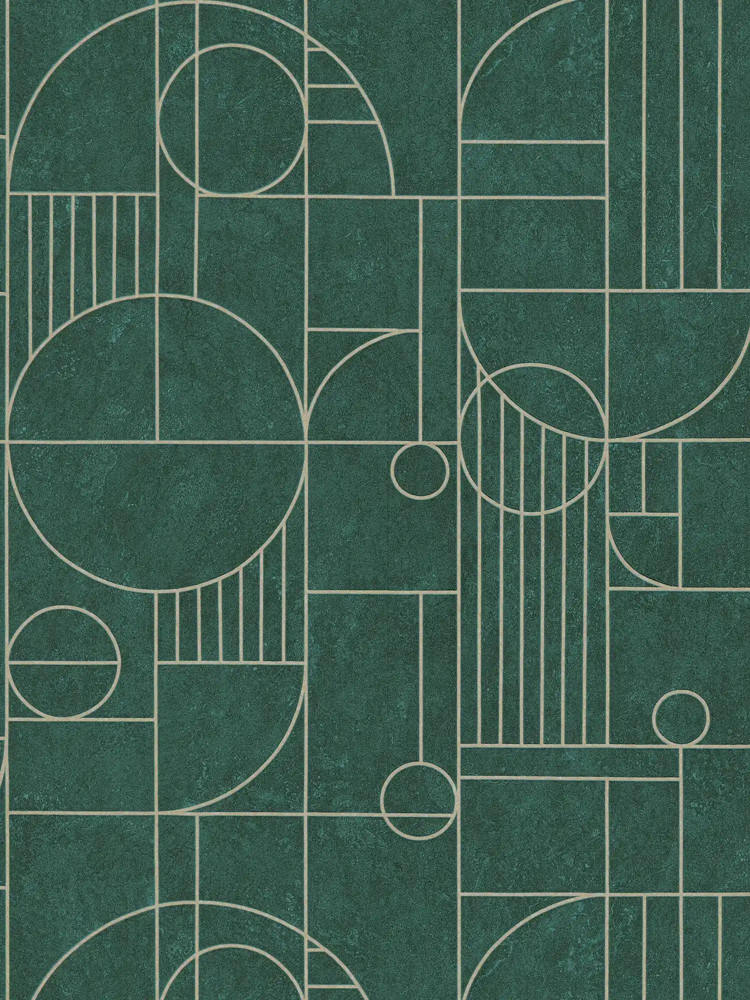 Tile look wallpaper art deco design marbled - green, metallic
