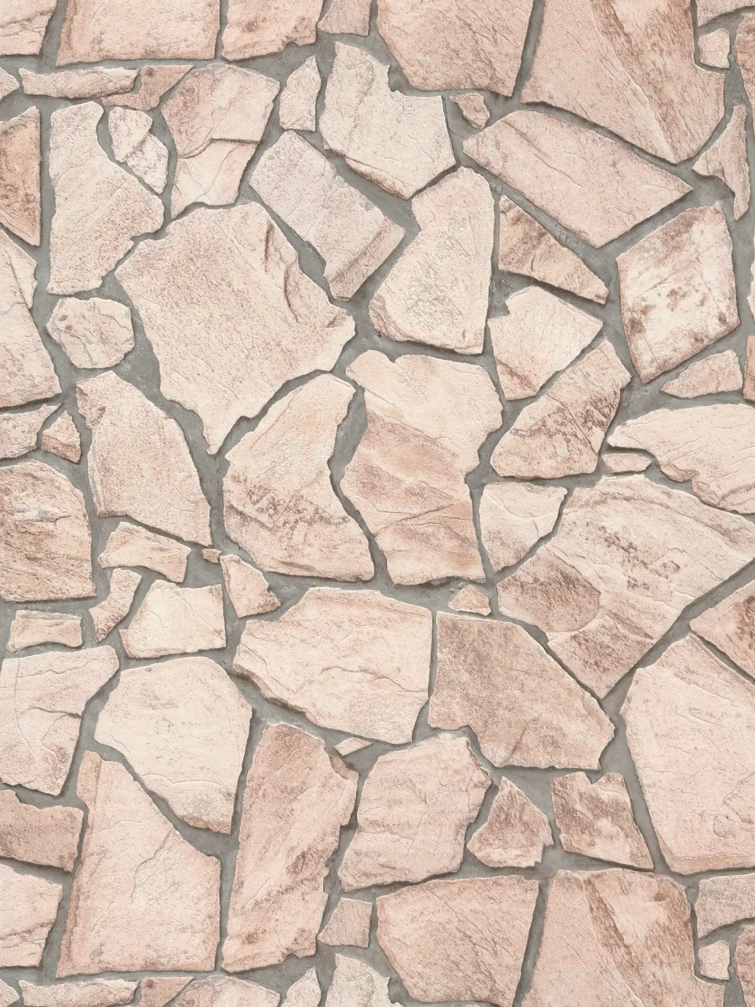 Carta da parati effetto pietra 3D, motivo realistico in pietra naturale - beige, grigio, marrone

