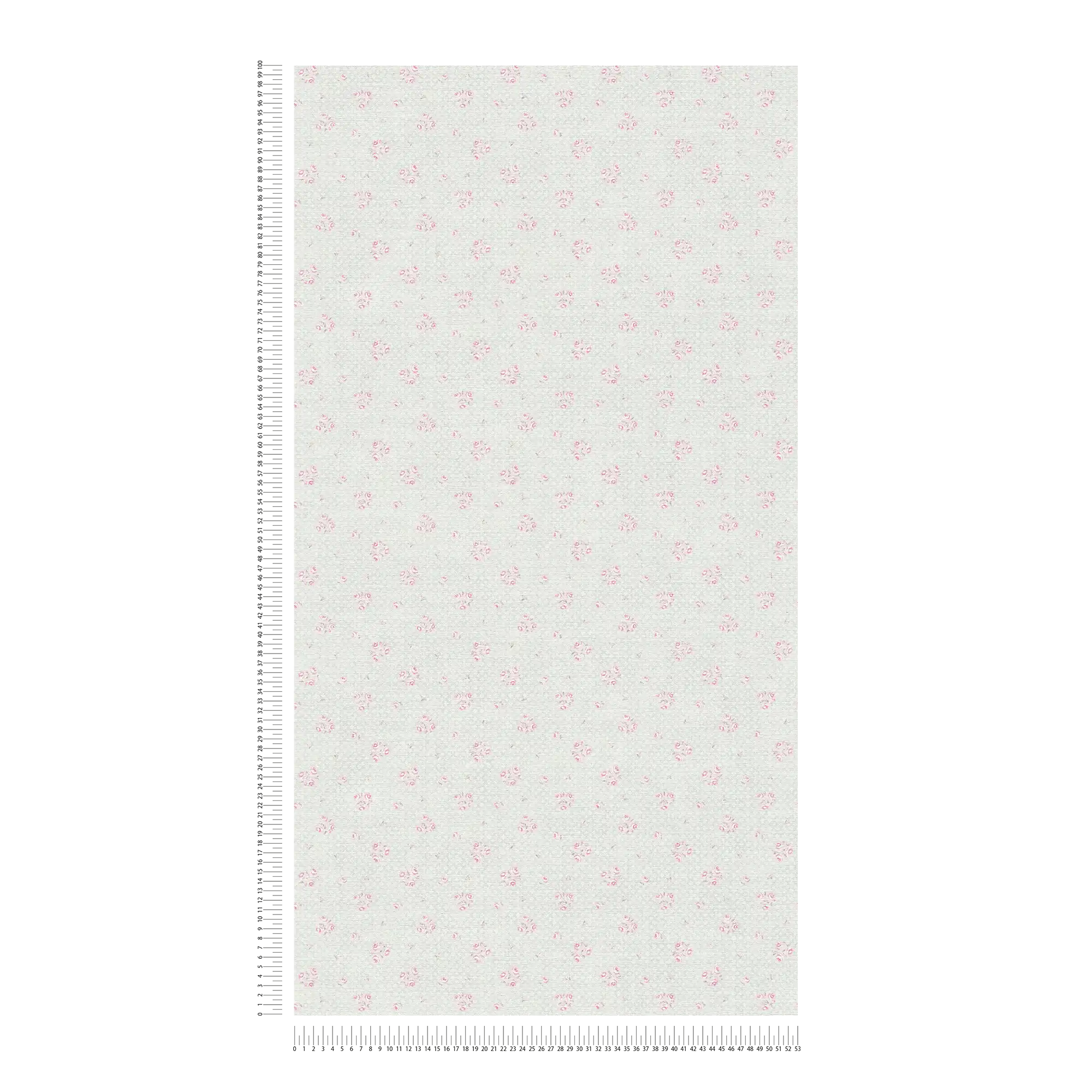             Vliesbehang met bloemenmotief in Shabby Chic stijl - grijs, roze, wit
        