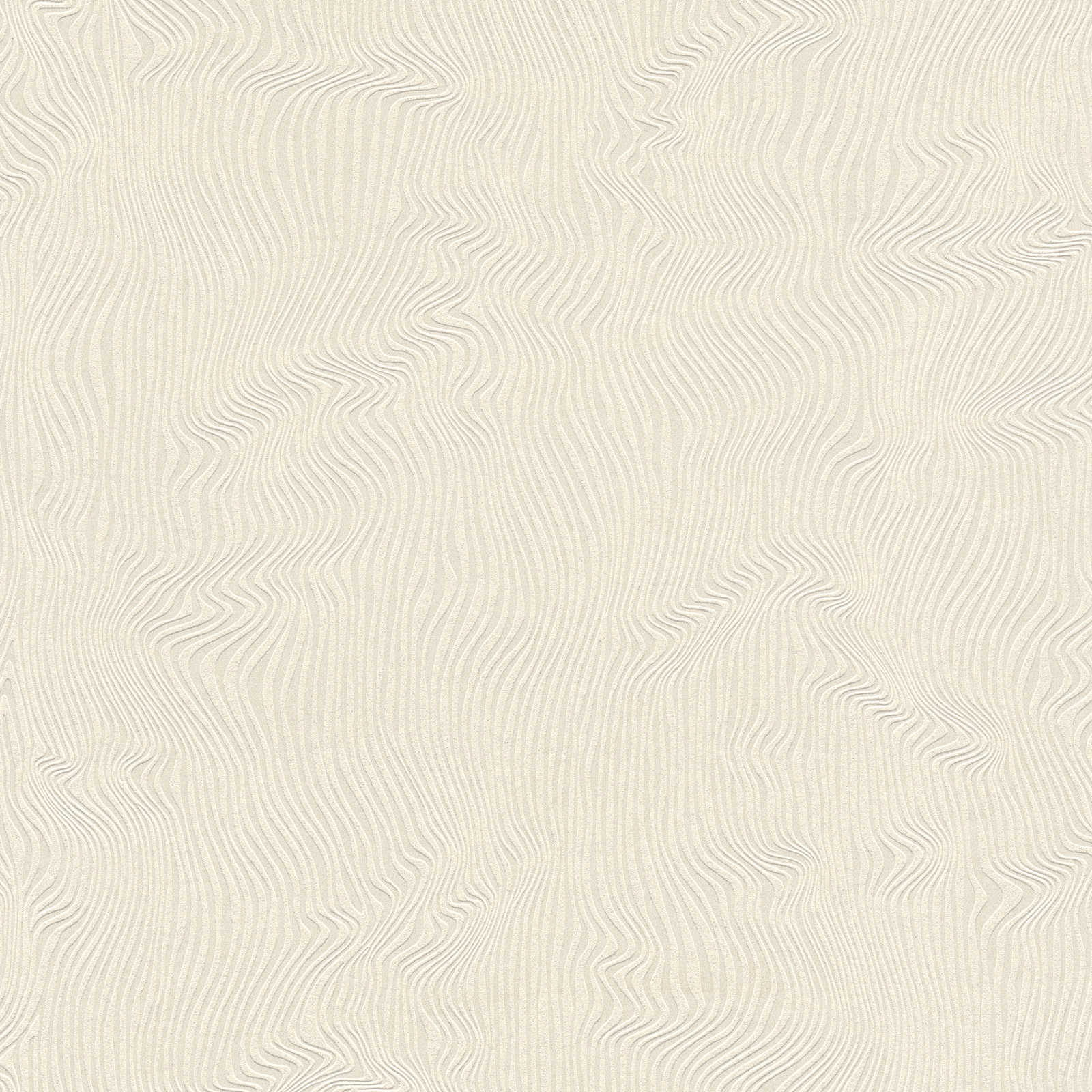 Plain wallpaper with organic line pattern - beige
