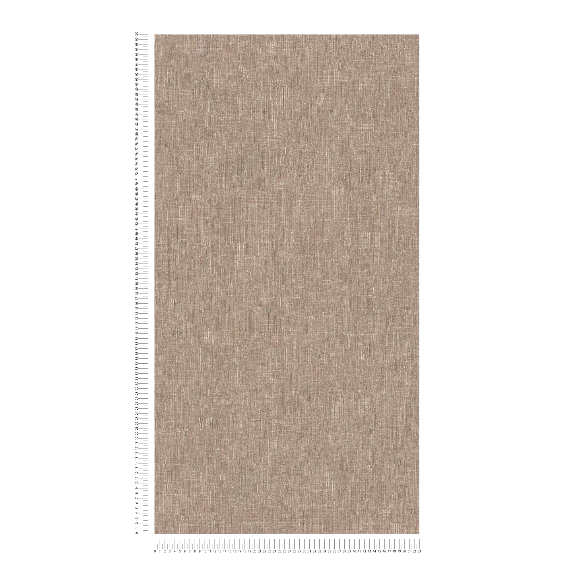             Carta da parati effetto lino marrone screziato con struttura tessile
        