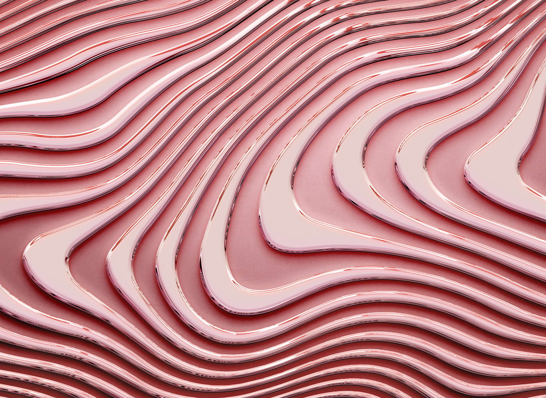             Papier peint avec des lignes ondulées et des ombres - Rose, Pink
        