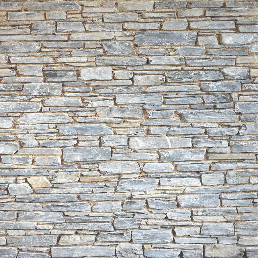 Mur de pierres Papier peint panoramique gris clair aspect pierre naturelle

