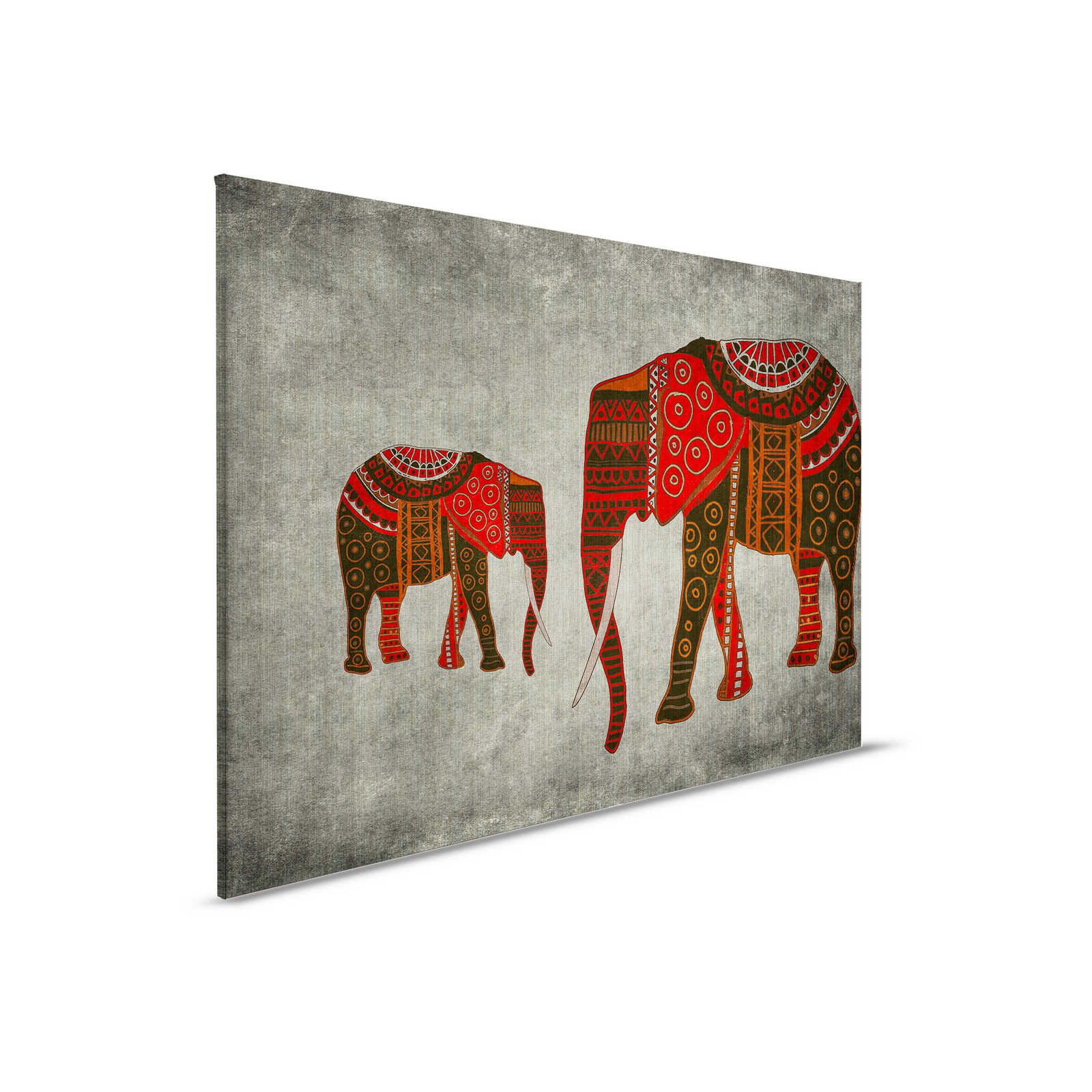         Nairobi 4 - Elephants canvas painting with ethnic patterns - 0.90 m x 0.60 m
    