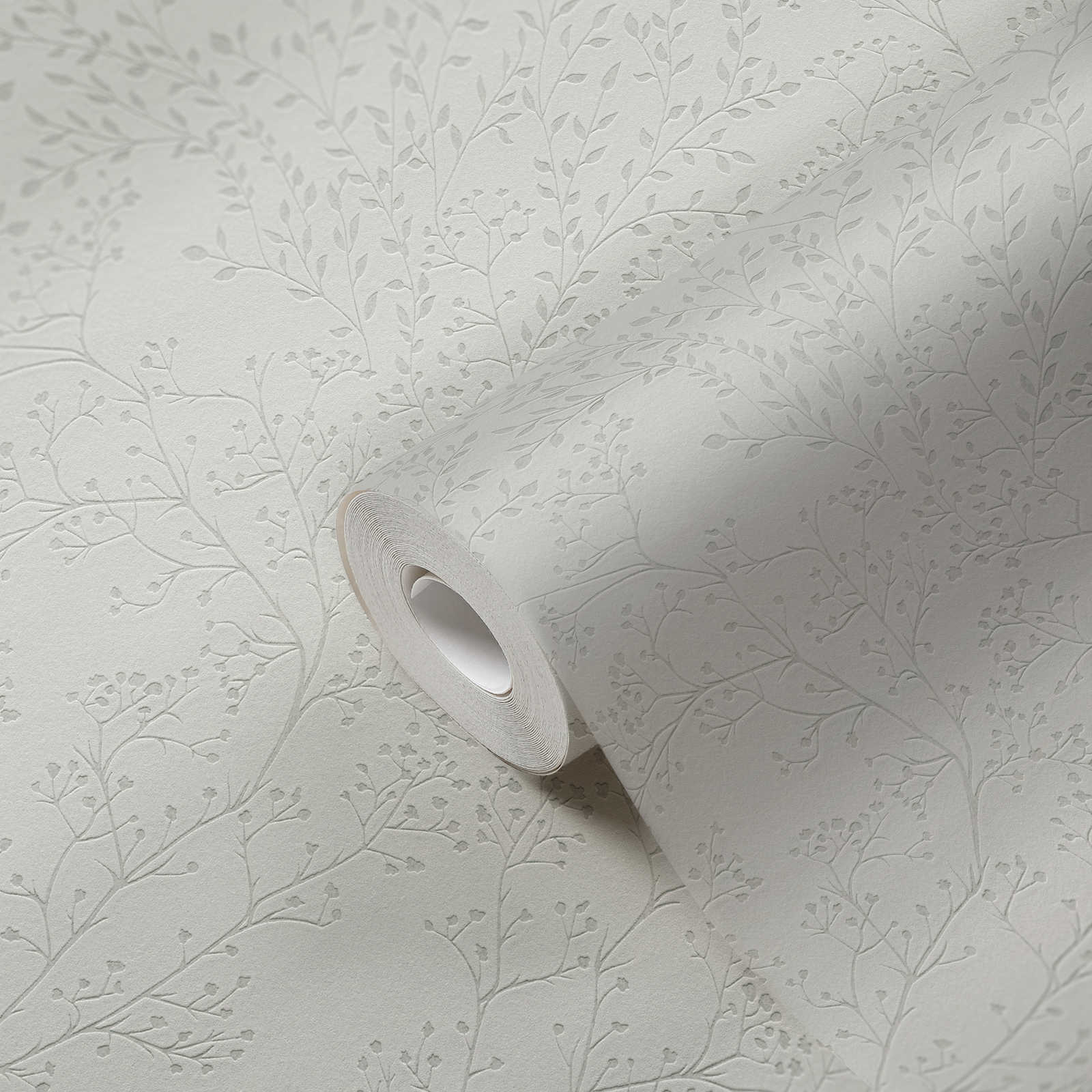             Plain wallpaper grey with leaves pattern, gloss & texture effect
        