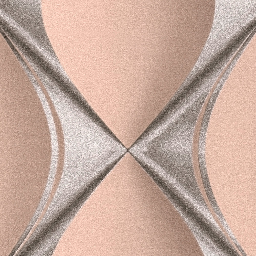             Papel pintado de diseño 3D con patrón de diamante metálico - rosa, metálico
        