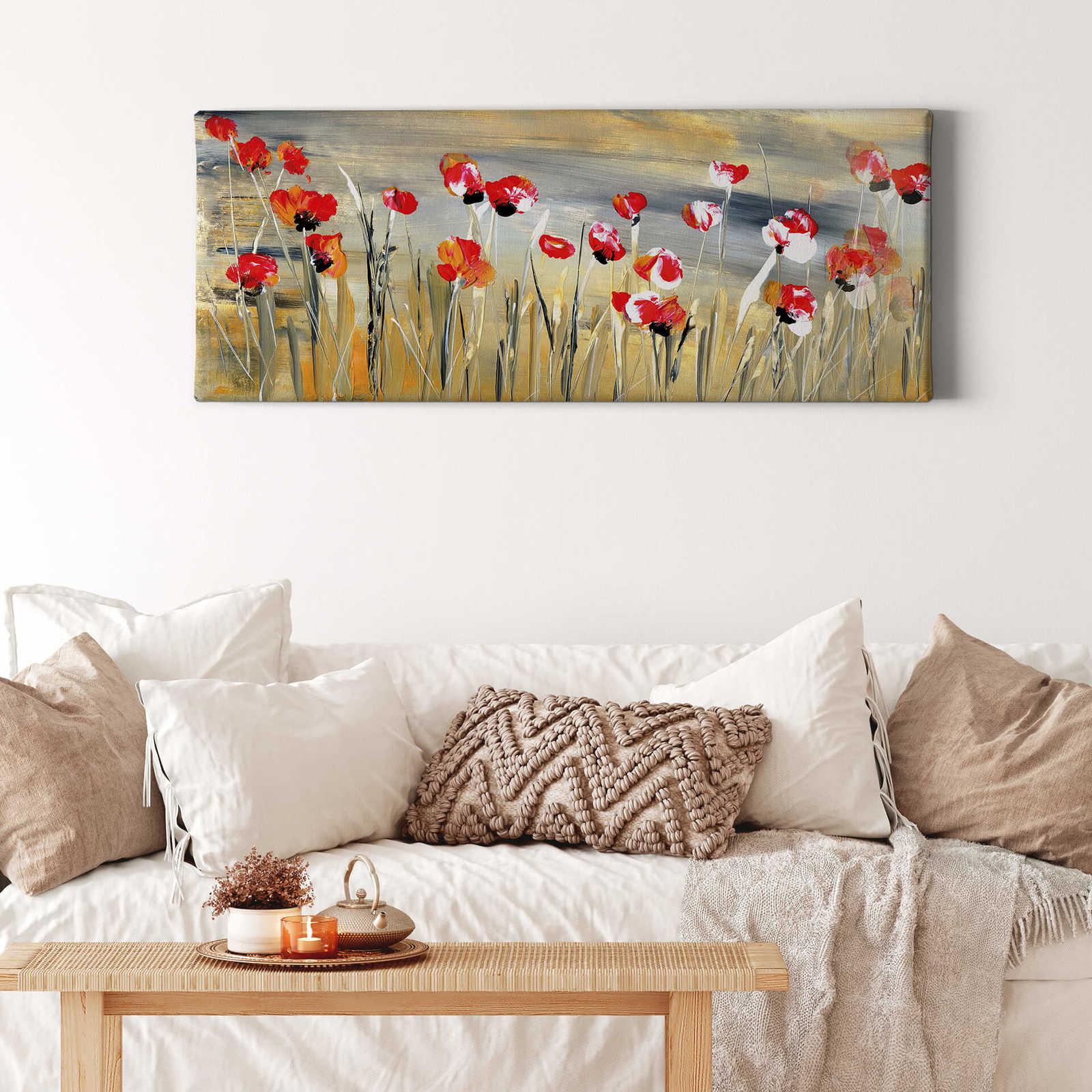             Panorama canvas print red poppy field by Niksic
        
